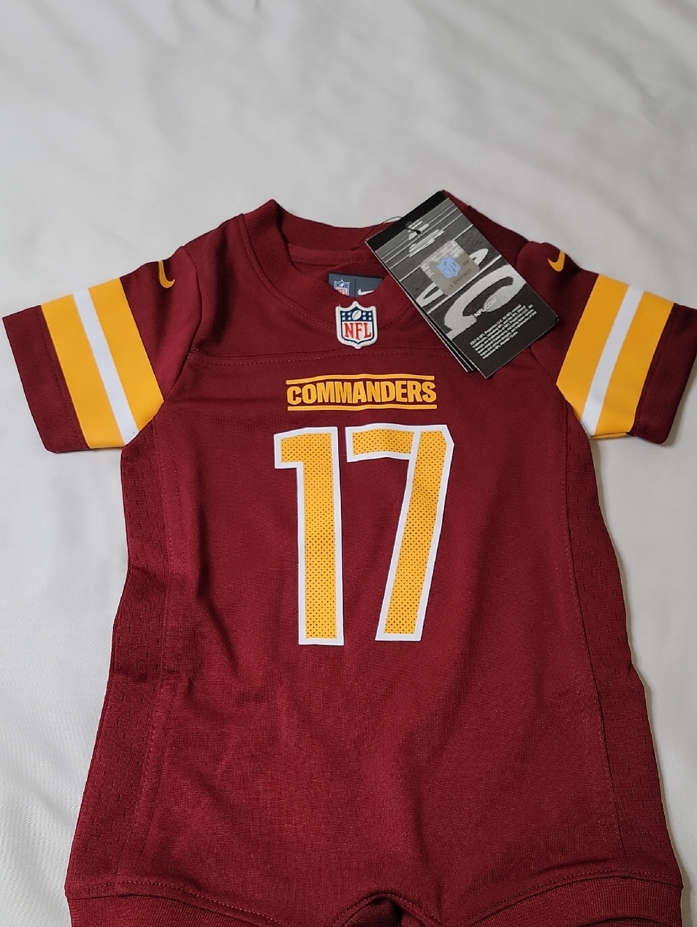 NFL Washington Commanders Maroon Kids Jersey Romper with Gold Accents #17